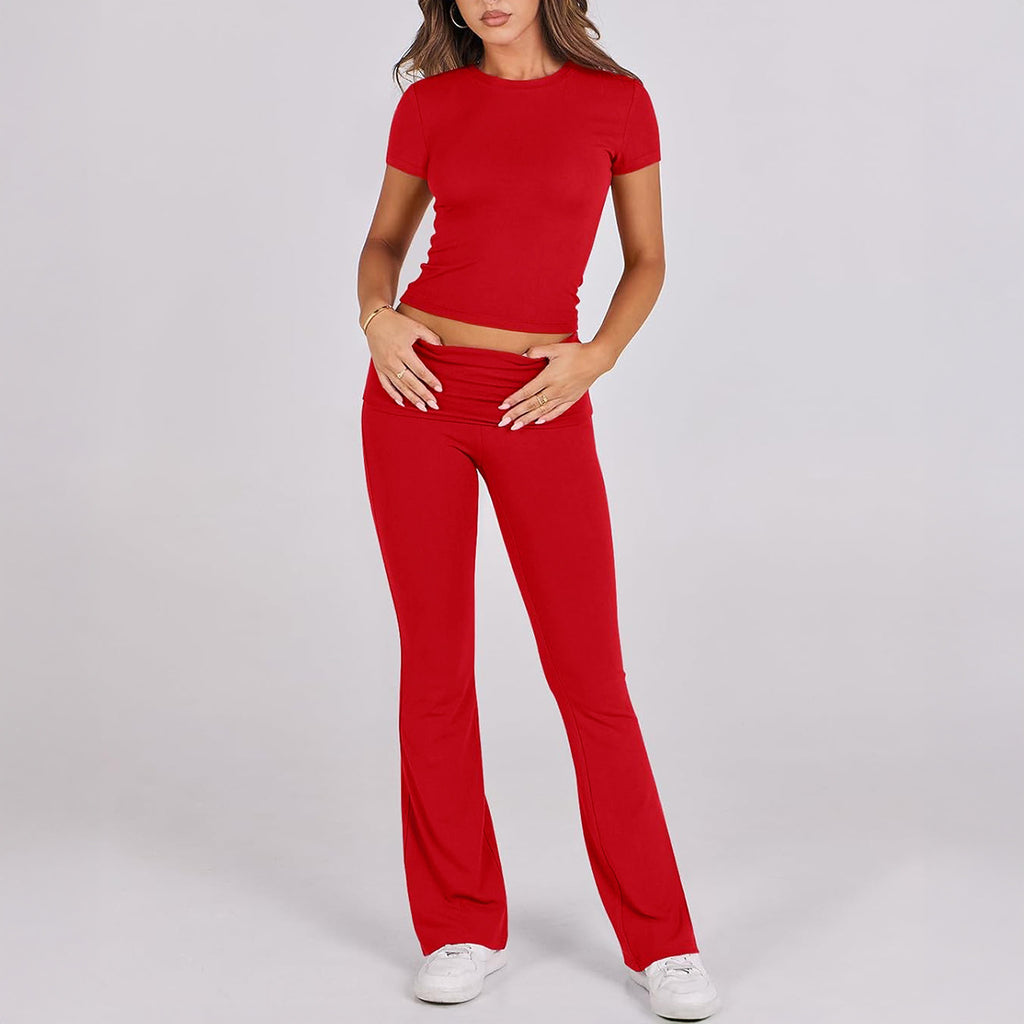 PUMIEY Women's Lounge Set - Chic Pajama & Flare Pants