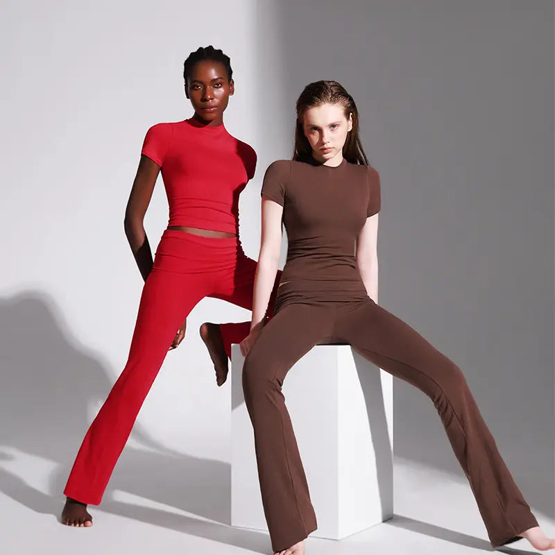 PUMIEY Women's Lounge Set - Chic Pajama & Flare Pants