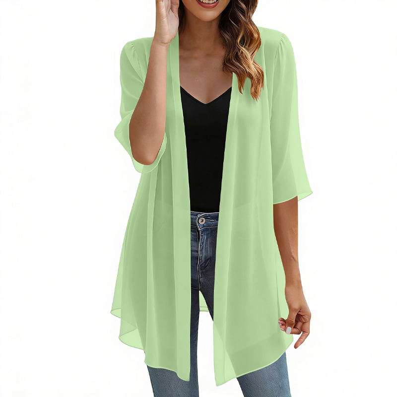 🌺Chiffon bodysuit paired with cardigan