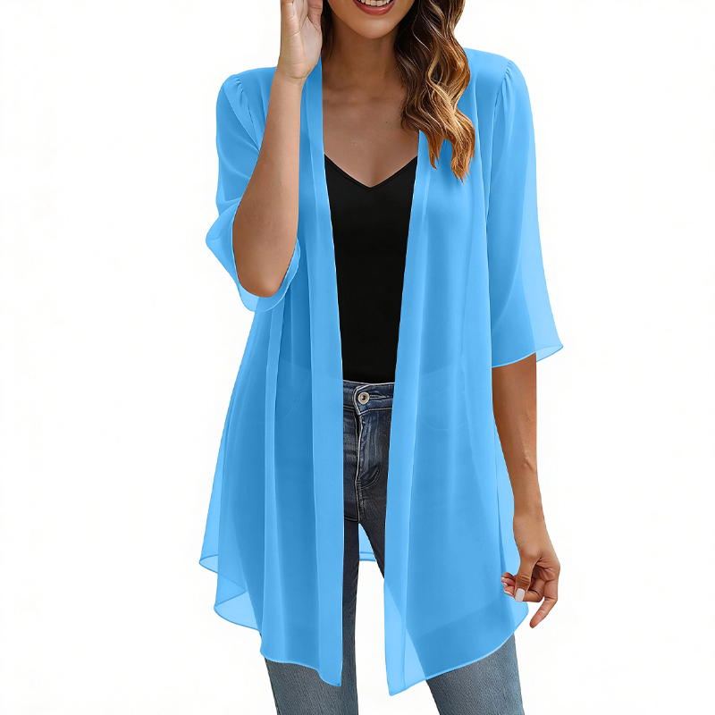 🌺Chiffon bodysuit paired with cardigan