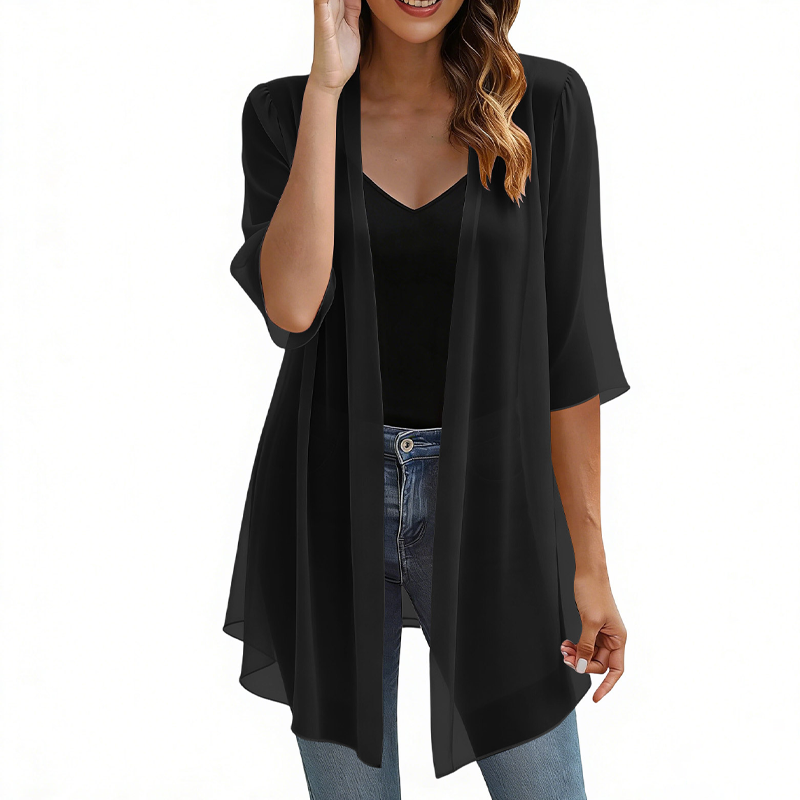 🌺Chiffon bodysuit paired with cardigan