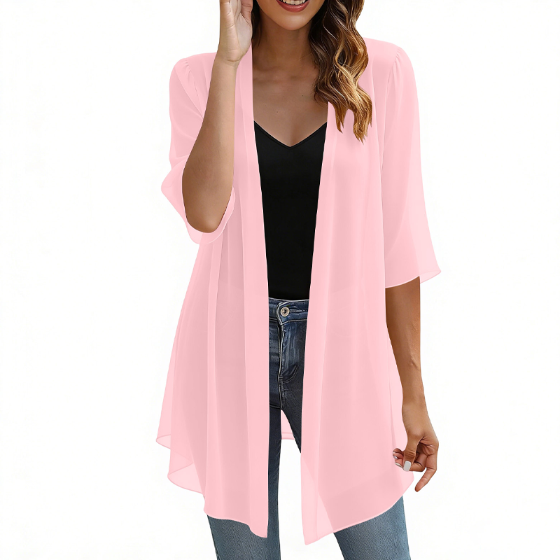 🌺Chiffon bodysuit paired with cardigan