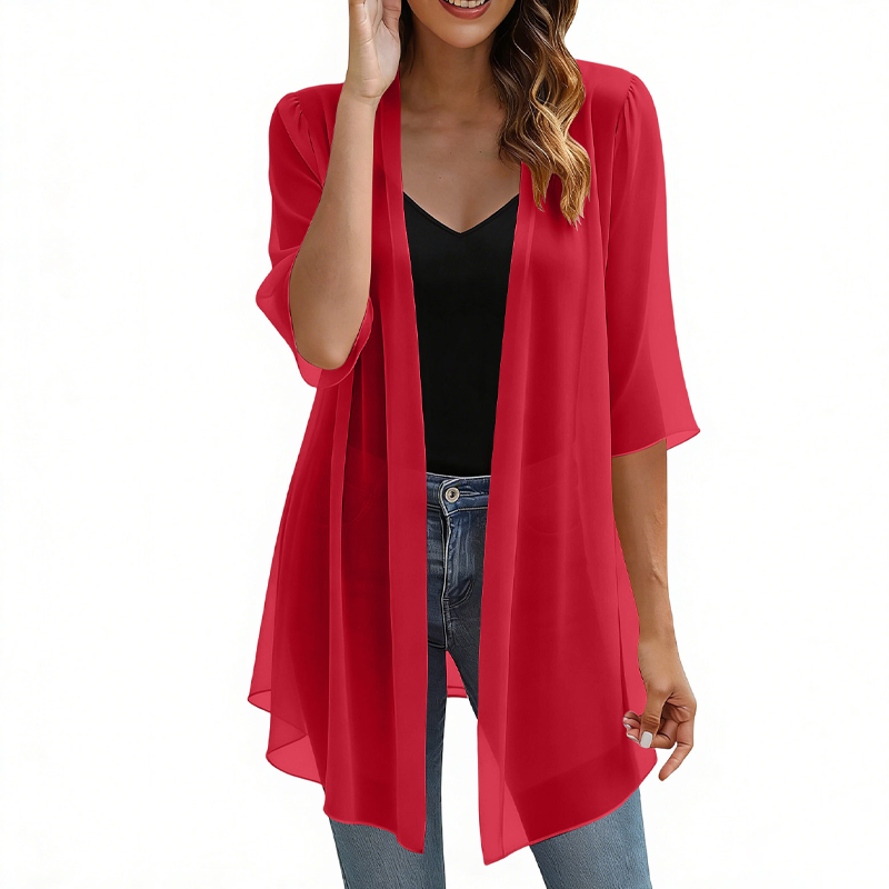 🌺Chiffon bodysuit paired with cardigan
