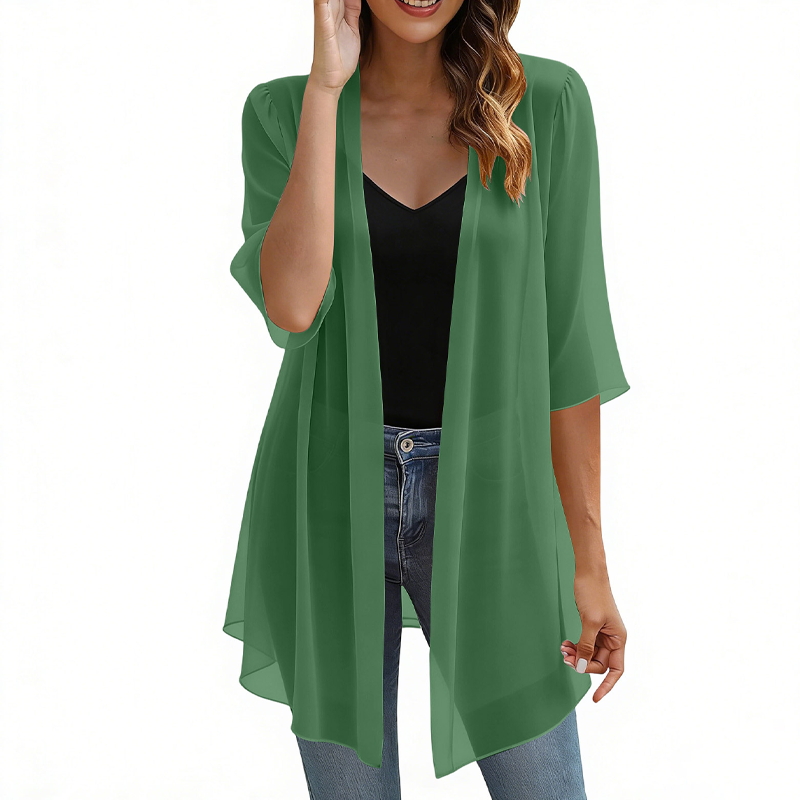 🌺Chiffon bodysuit paired with cardigan